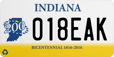 IN license plate 018EAK
