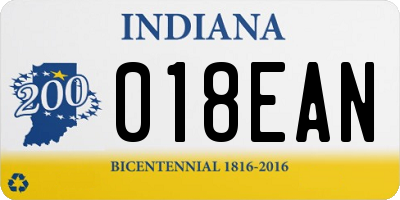 IN license plate 018EAN
