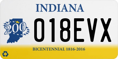 IN license plate 018EVX