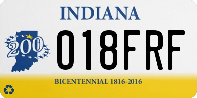 IN license plate 018FRF