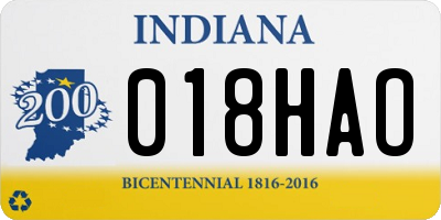 IN license plate 018HAO
