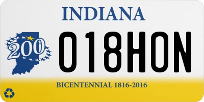 IN license plate 018HON