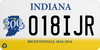 IN license plate 018IJR