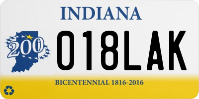 IN license plate 018LAK