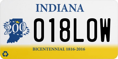 IN license plate 018LOW