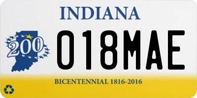 IN license plate 018MAE