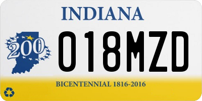 IN license plate 018MZD