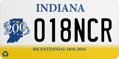 IN license plate 018NCR