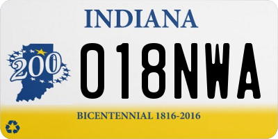 IN license plate 018NWA