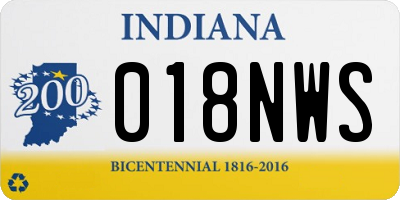 IN license plate 018NWS