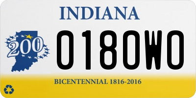 IN license plate 018OWO