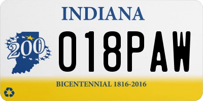 IN license plate 018PAW