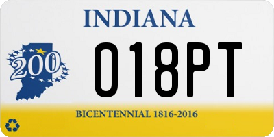 IN license plate 018PT