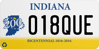 IN license plate 018QUE