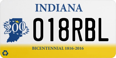 IN license plate 018RBL