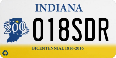 IN license plate 018SDR