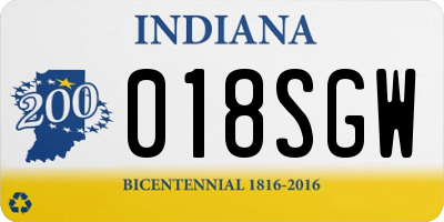 IN license plate 018SGW