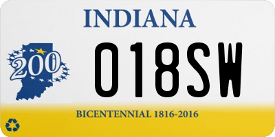 IN license plate 018SW