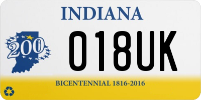 IN license plate 018UK