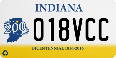 IN license plate 018VCC