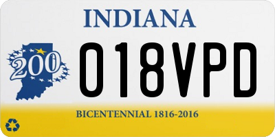 IN license plate 018VPD