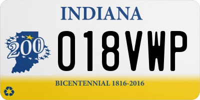 IN license plate 018VWP