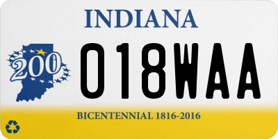 IN license plate 018WAA