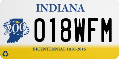 IN license plate 018WFM