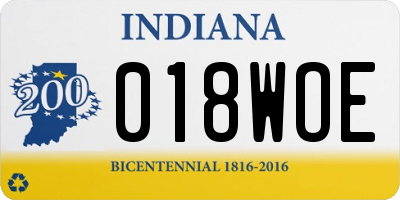 IN license plate 018WOE