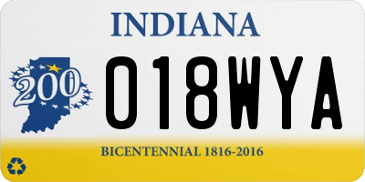 IN license plate 018WYA