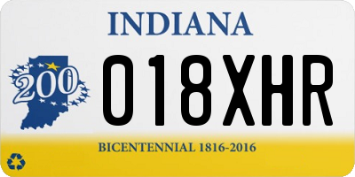 IN license plate 018XHR
