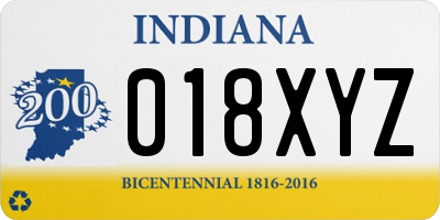 IN license plate 018XYZ