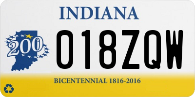 IN license plate 018ZQW
