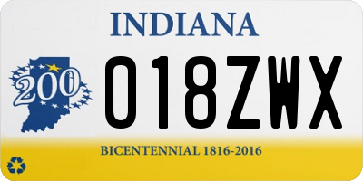 IN license plate 018ZWX