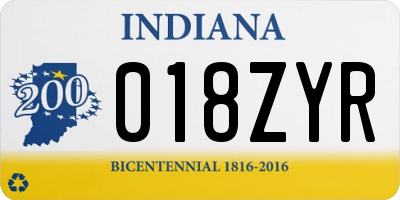 IN license plate 018ZYR