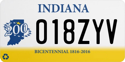 IN license plate 018ZYV