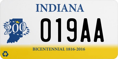IN license plate 019AA