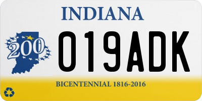 IN license plate 019ADK
