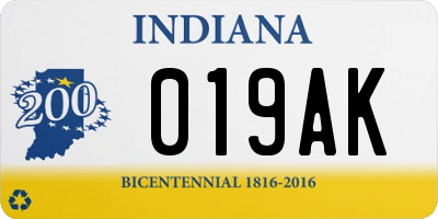 IN license plate 019AK