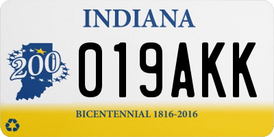 IN license plate 019AKK