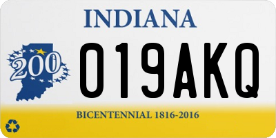 IN license plate 019AKQ