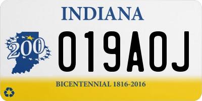 IN license plate 019AOJ