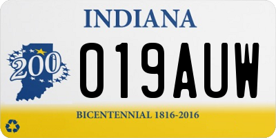 IN license plate 019AUW