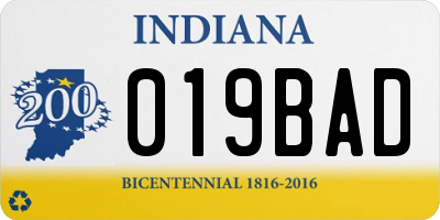 IN license plate 019BAD