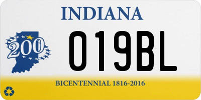 IN license plate 019BL