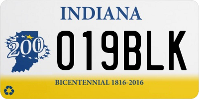 IN license plate 019BLK