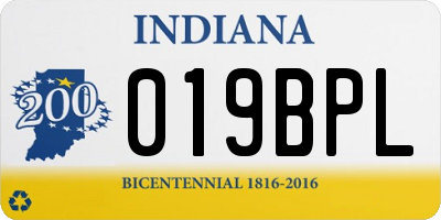 IN license plate 019BPL