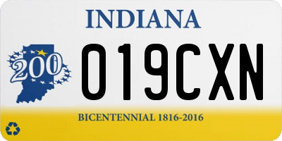 IN license plate 019CXN