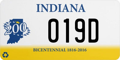 IN license plate 019D
