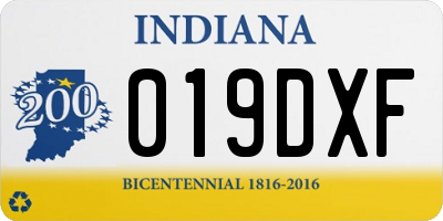 IN license plate 019DXF